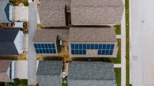 houses with solar panels from above